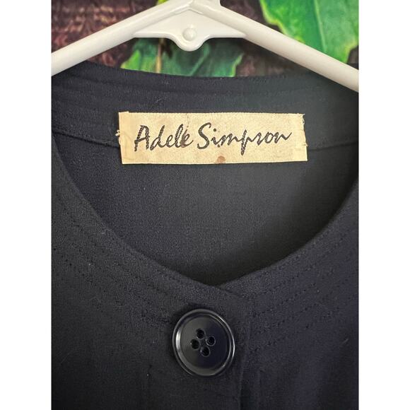 Vintage *NWT* Adele Simpson 100% Wool Navy Blue Button Detail Midi Dress Size 6 - Picture 3 of 5